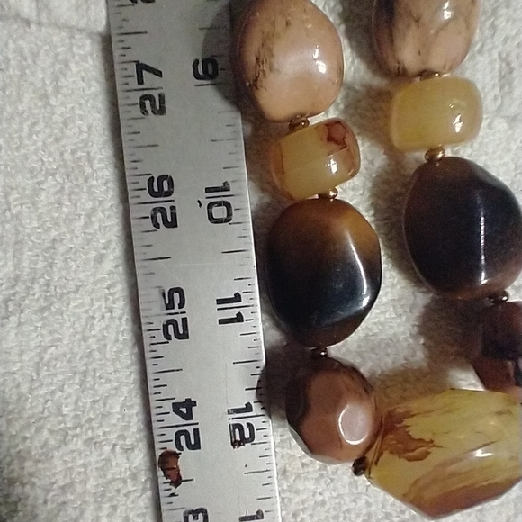 Statement runway huge beaded leather necklace pink brown - Picture 2 of 5